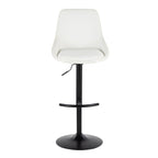 Diana Adjustable Barstool - Set of 2 - Black Metal, White PU