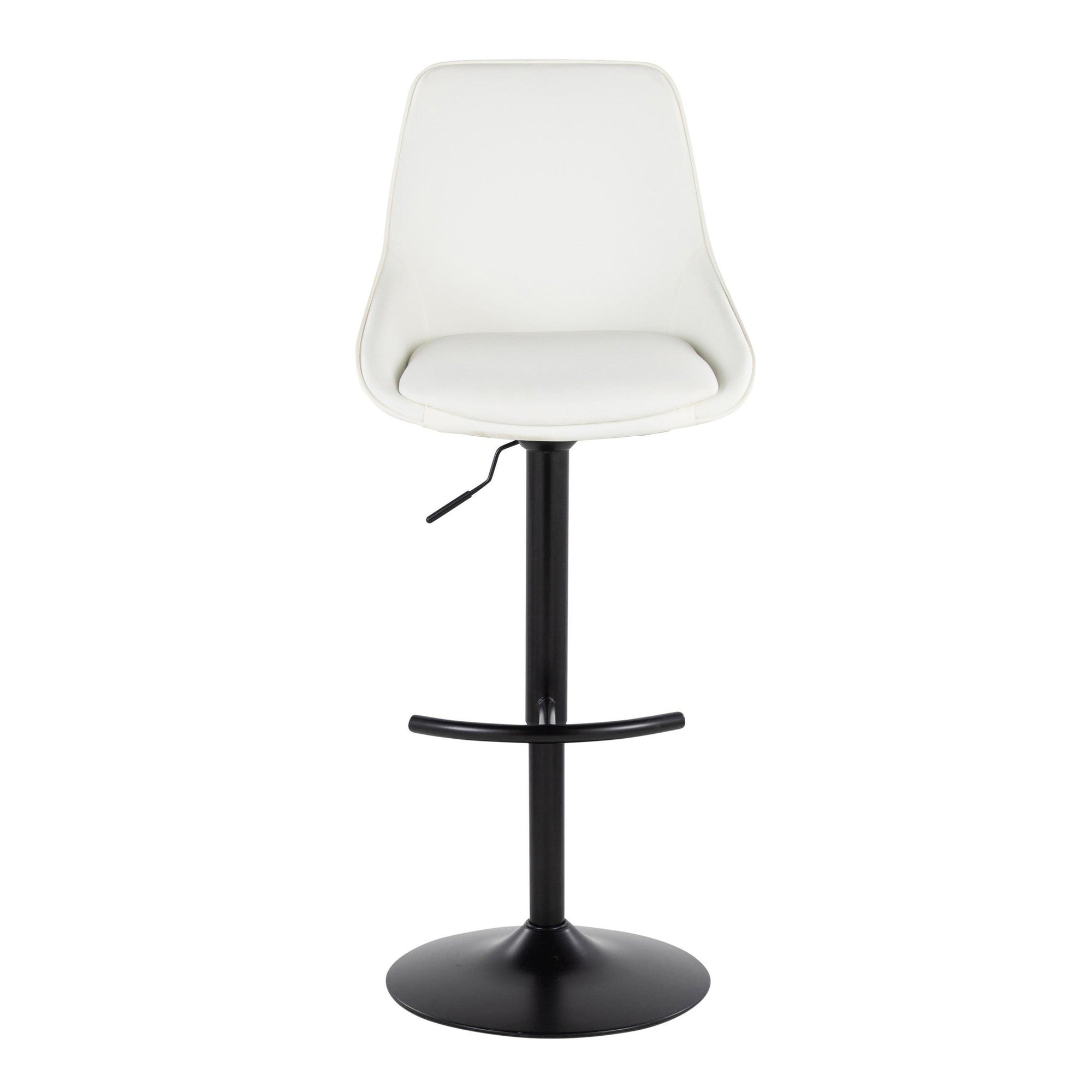 Diana Adjustable Barstool - Set of 2 - Black Metal, White PU