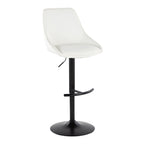Diana Adjustable Barstool - Set of 2 - Black Metal, White PU