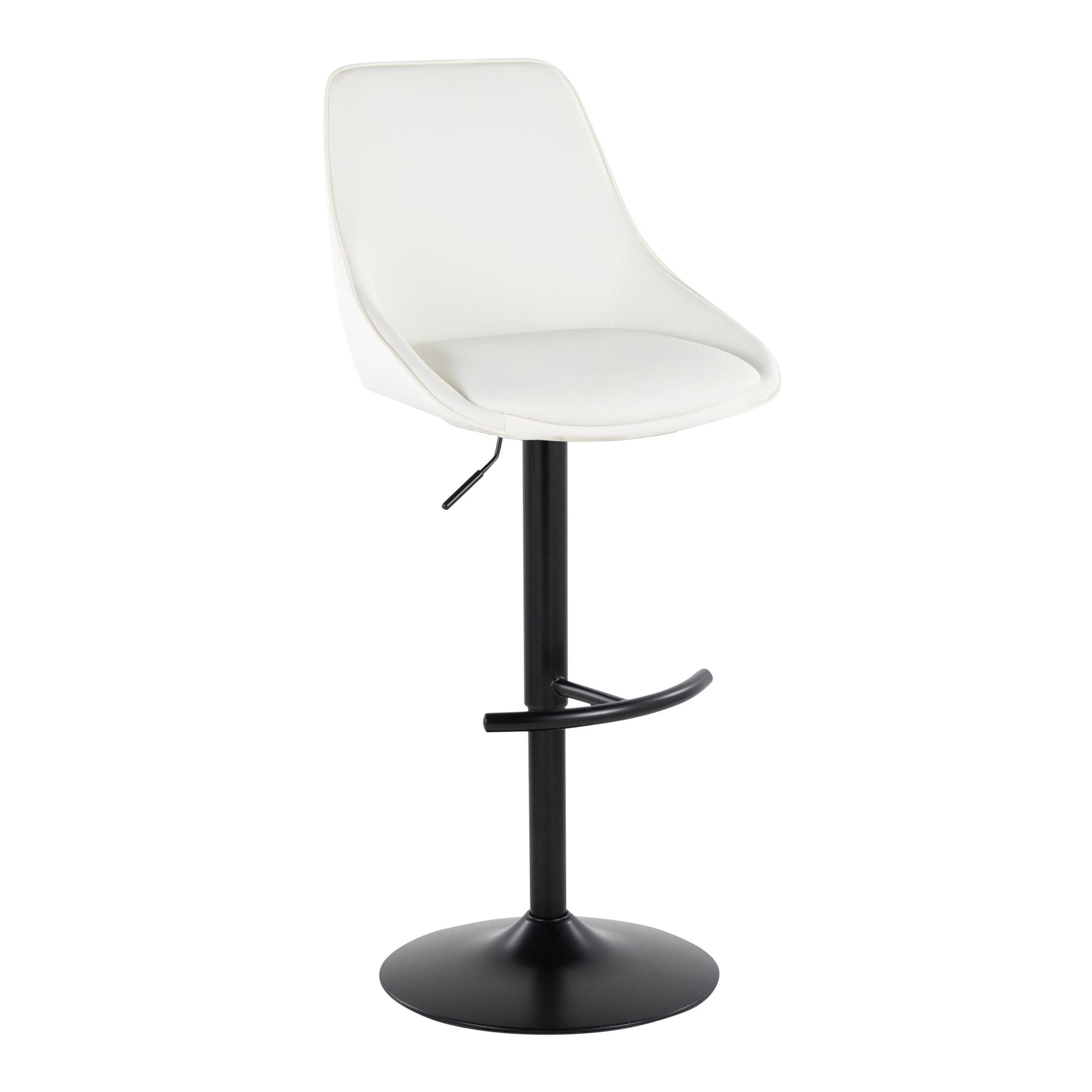 Diana Adjustable Barstool - Set of 2 - Black Metal, White PU