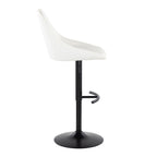 Diana Adjustable Barstool - Set of 2 - Black Metal, White PU