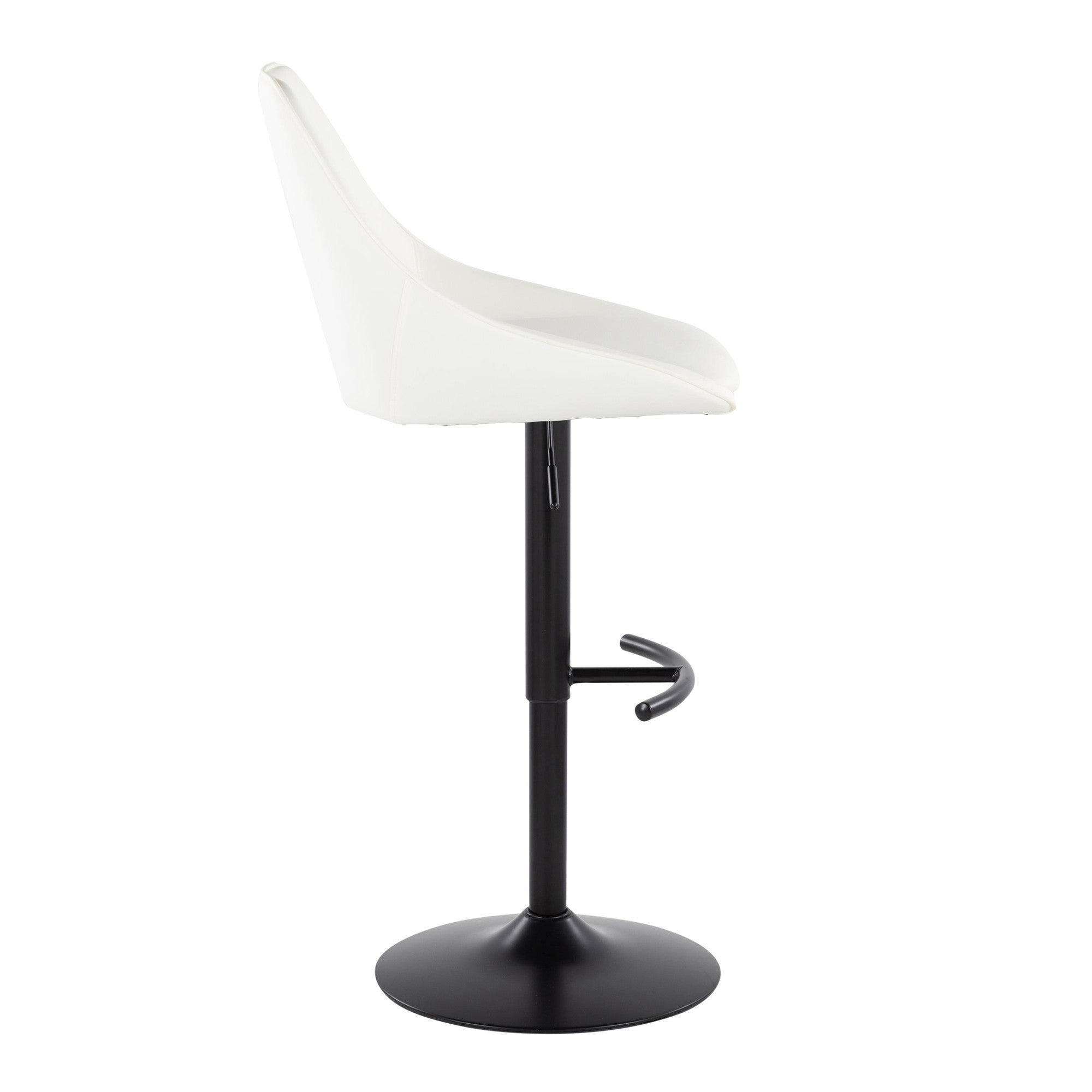 Diana Adjustable Barstool - Set of 2 - Black Metal, White PU