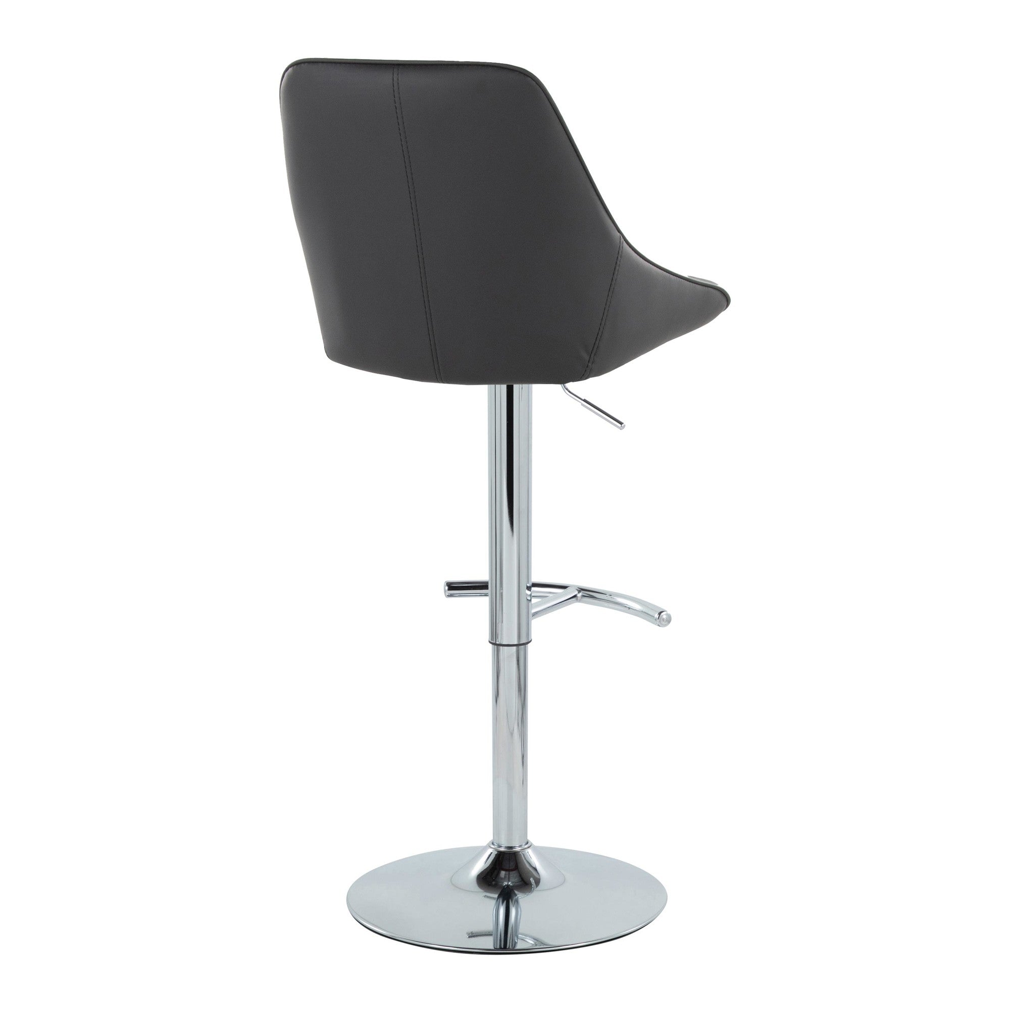 Diana Adjustable Barstool - Set of 2 - Chrome Metal, Black PU