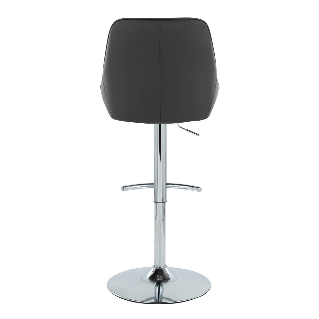 Diana Adjustable Barstool - Set of 2 - Chrome Metal, Black PU