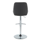 Diana Adjustable Barstool - Set of 2 - Chrome Metal, Black PU