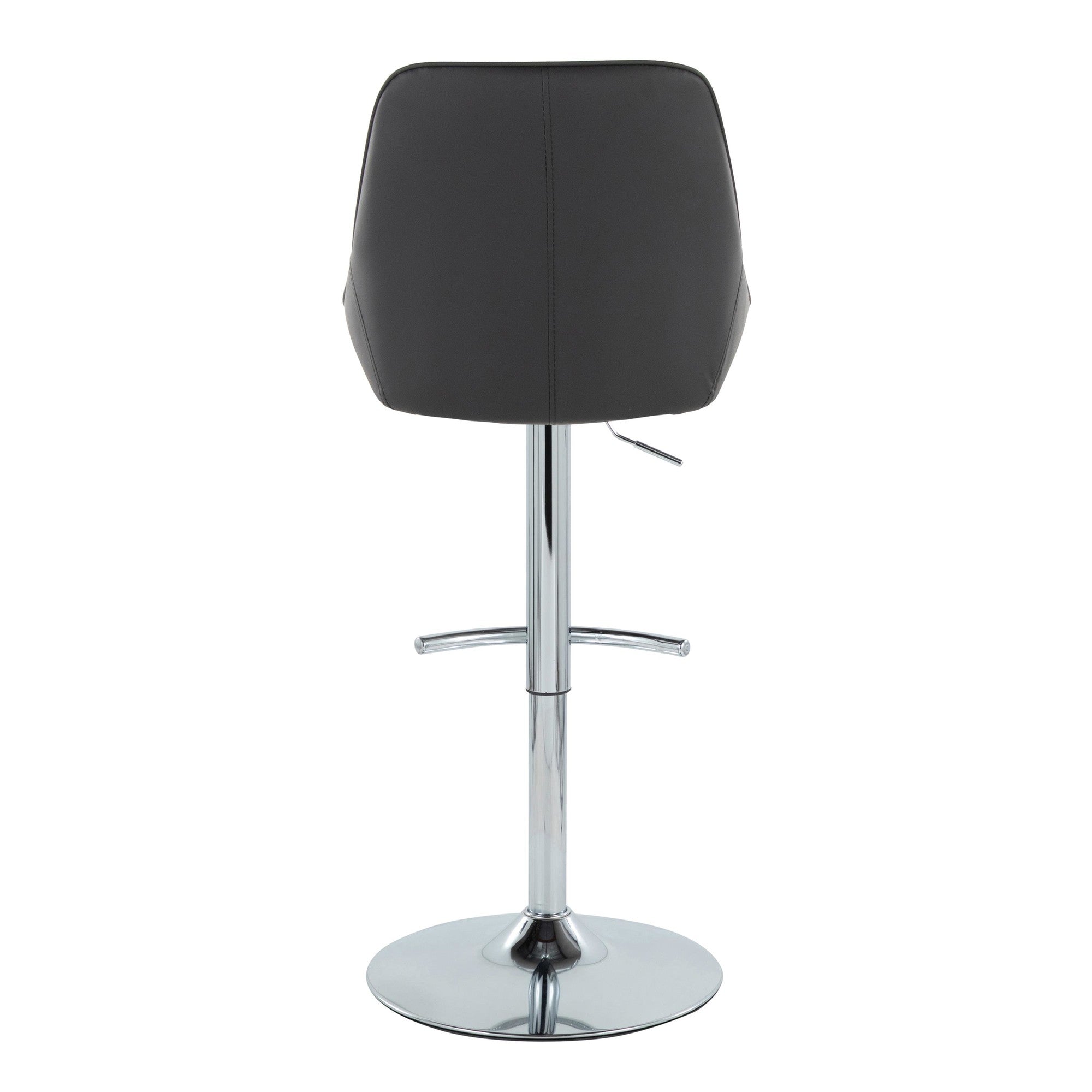 Diana Adjustable Barstool - Set of 2 - Chrome Metal, Black PU