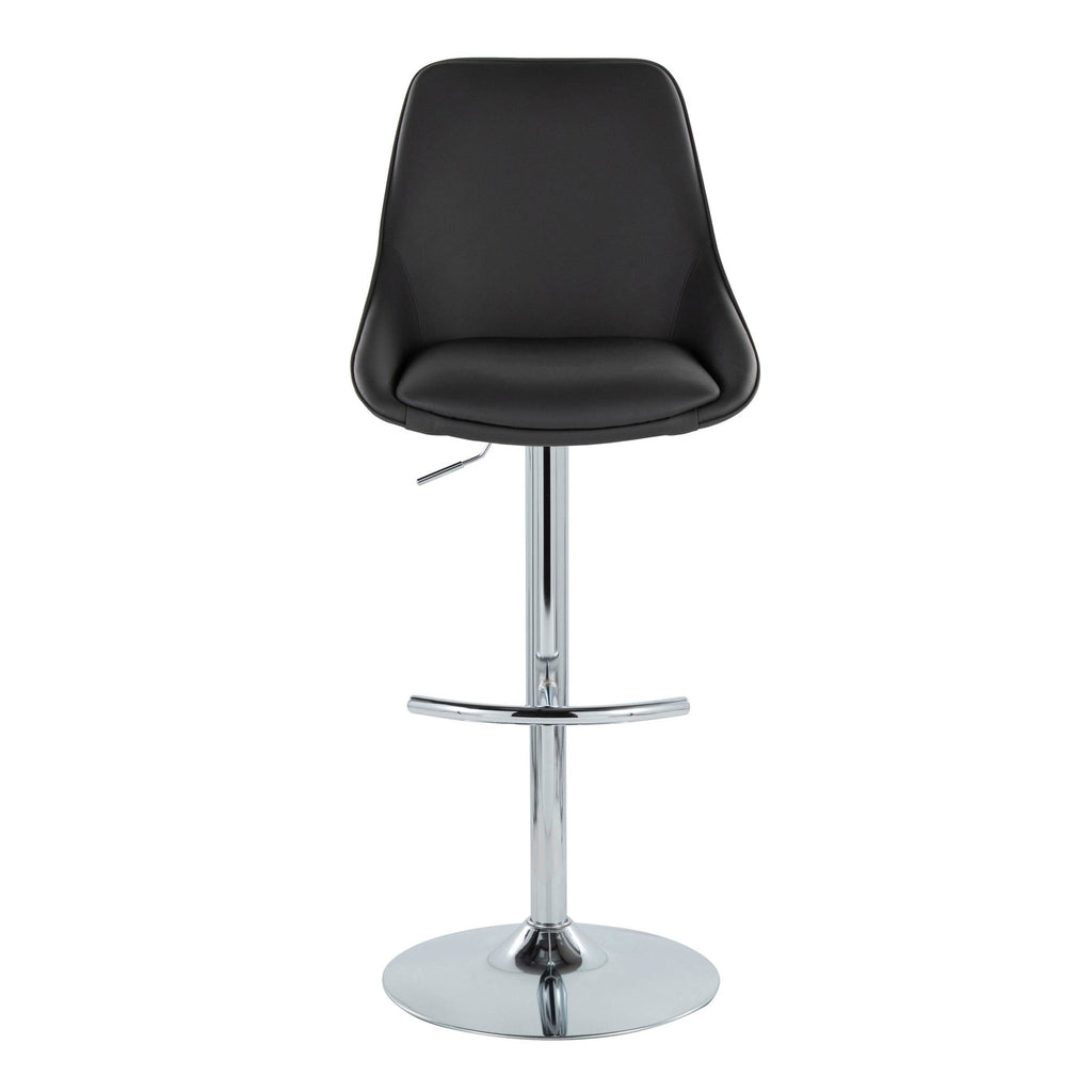 Diana Adjustable Barstool - Set of 2 - Chrome Metal, Black PU
