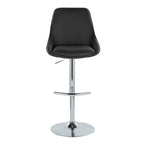 Diana Adjustable Barstool - Set of 2 - Chrome Metal, Black PU