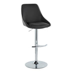 Diana Adjustable Barstool - Set of 2 - Chrome Metal, Black PU