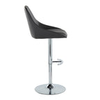 Diana Adjustable Barstool - Set of 2 - Chrome Metal, Black PU