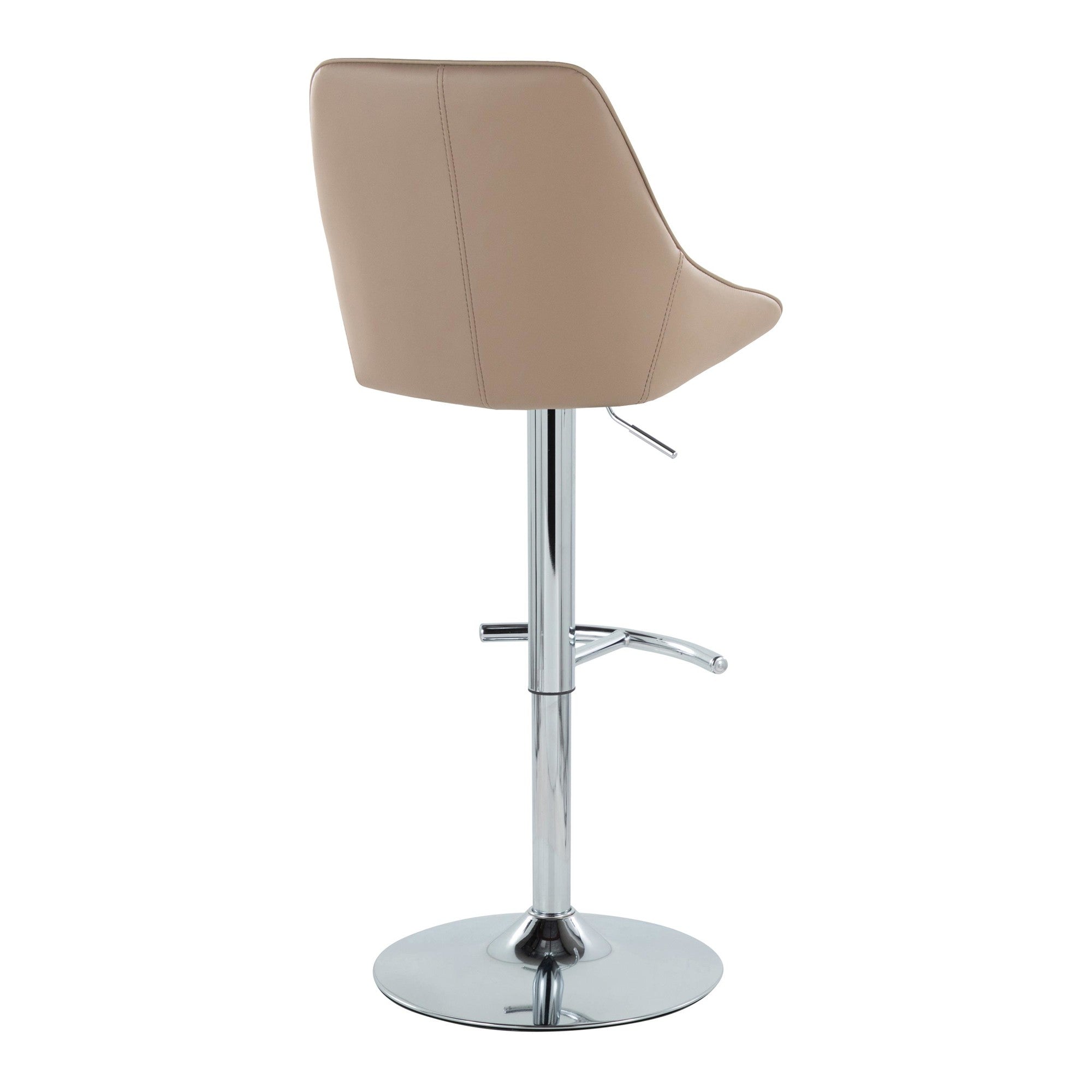 Diana Adjustable Barstool - Set of 2 - Chrome Metal, Brown PU