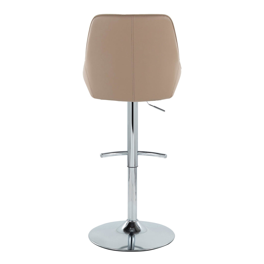 Diana Adjustable Barstool - Set of 2 - Chrome Metal, Brown PU
