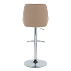 Diana Adjustable Barstool - Set of 2 - Chrome Metal, Brown PU