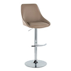 Diana Adjustable Barstool - Set of 2 - Chrome Metal, Brown PU