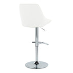 Diana Adjustable Barstool - Set of 2 - Chrome Metal, White PU