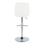 Diana Adjustable Barstool - Set of 2 - Chrome Metal, White PU