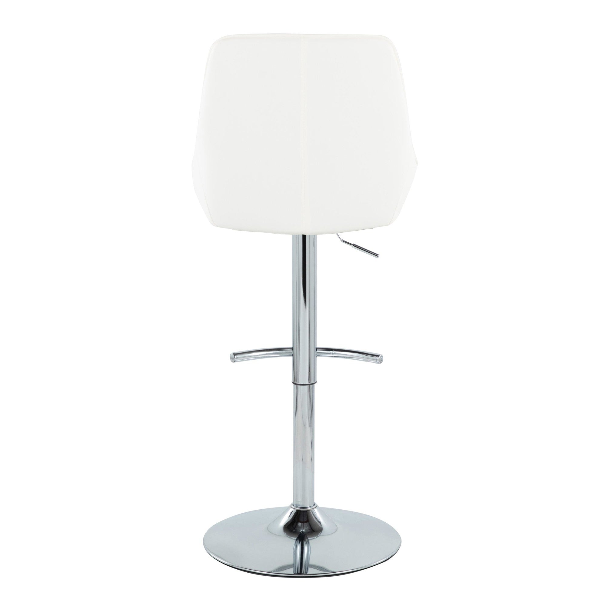 Diana Adjustable Barstool - Set of 2 - Chrome Metal, White PU