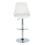 Diana Adjustable Barstool - Set of 2 - Chrome Metal, White PU