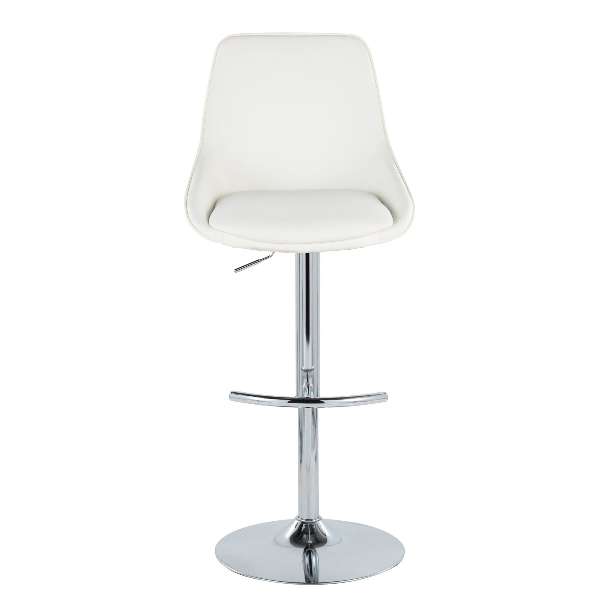 Diana Adjustable Barstool - Set of 2 - Chrome Metal, White PU