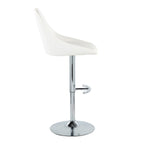 Diana Adjustable Barstool - Set of 2 - Chrome Metal, White PU