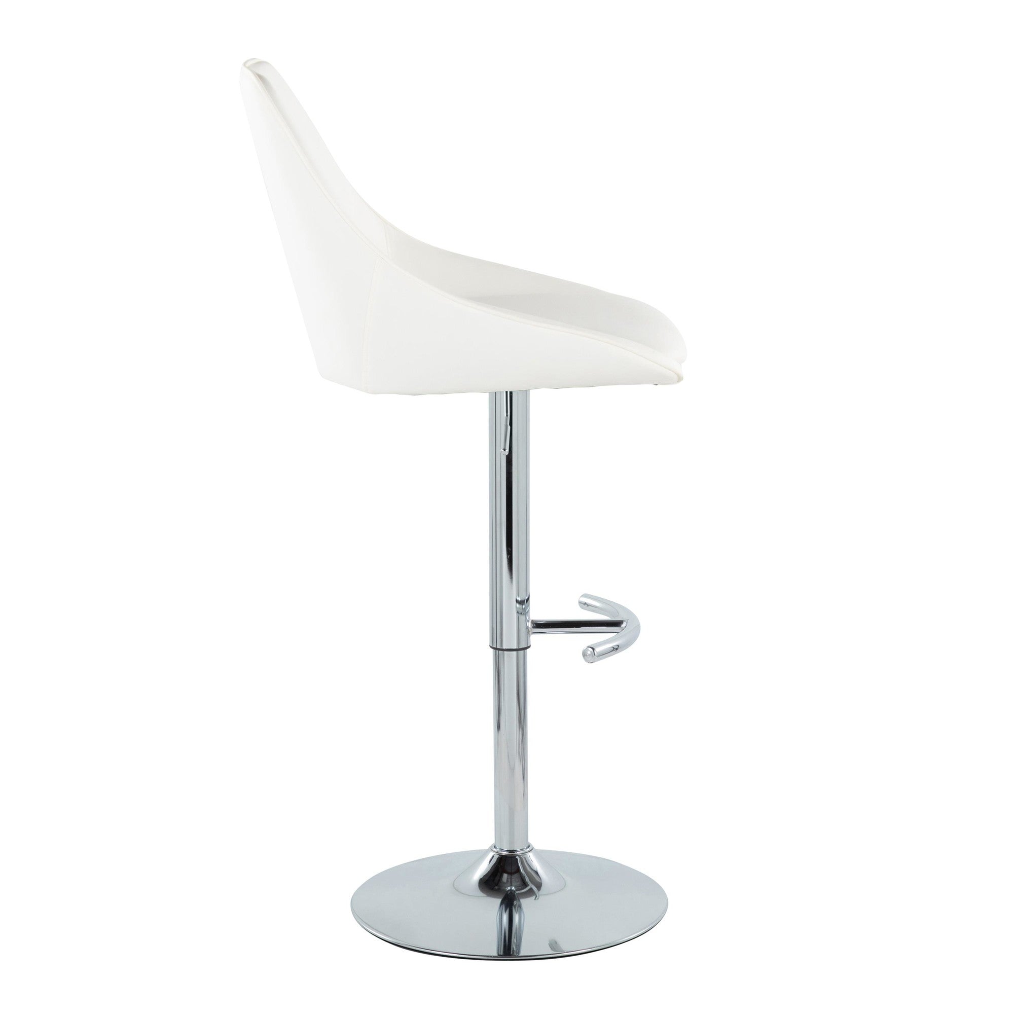 Diana Adjustable Barstool - Set of 2 - Chrome Metal, White PU