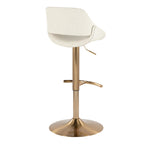 Fabrico Adjustable Barstool - Set of 2 - Gold Metal, Cream Noise Fabric