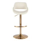 Fabrico Adjustable Barstool - Set of 2 - Gold Metal, Cream Noise Fabric