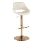 Fabrico Adjustable Barstool - Set of 2 - Gold Metal, Cream Noise Fabric