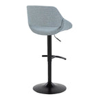 Fabrico Adjustable Barstool - Set of 2 - Black Metal, Blue Noise Fabric