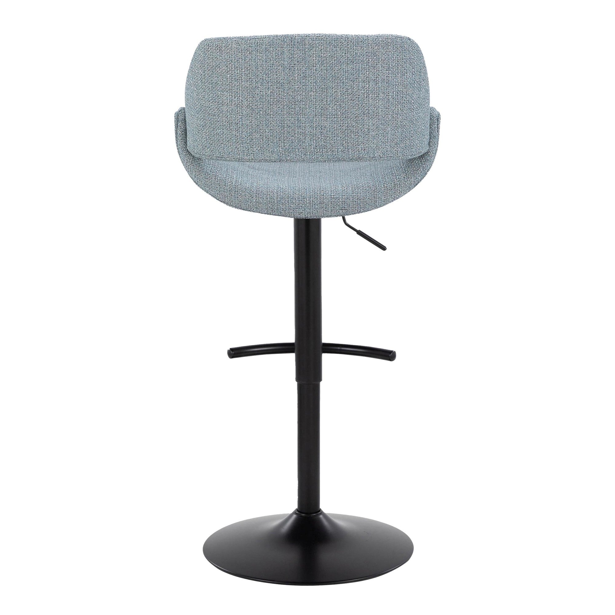 Fabrico Adjustable Barstool - Set of 2 - Black Metal, Blue Noise Fabric