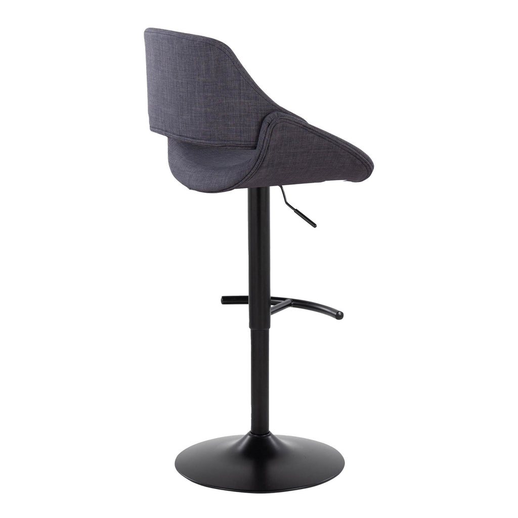 Fabrico Adjustable Barstool - Set of 2 - Black Metal, Charcoal Fabric