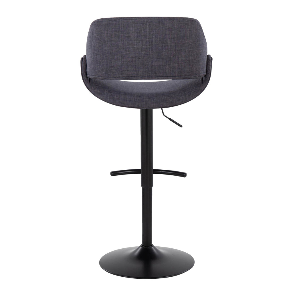 Fabrico Adjustable Barstool - Set of 2 - Black Metal, Charcoal Fabric