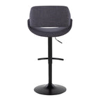 Fabrico Adjustable Barstool - Set of 2 - Black Metal, Charcoal Fabric