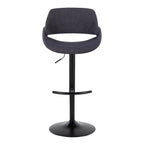 Fabrico Adjustable Barstool - Set of 2 - Black Metal, Charcoal Fabric