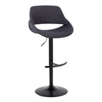 Fabrico Adjustable Barstool - Set of 2 - Black Metal, Charcoal Fabric