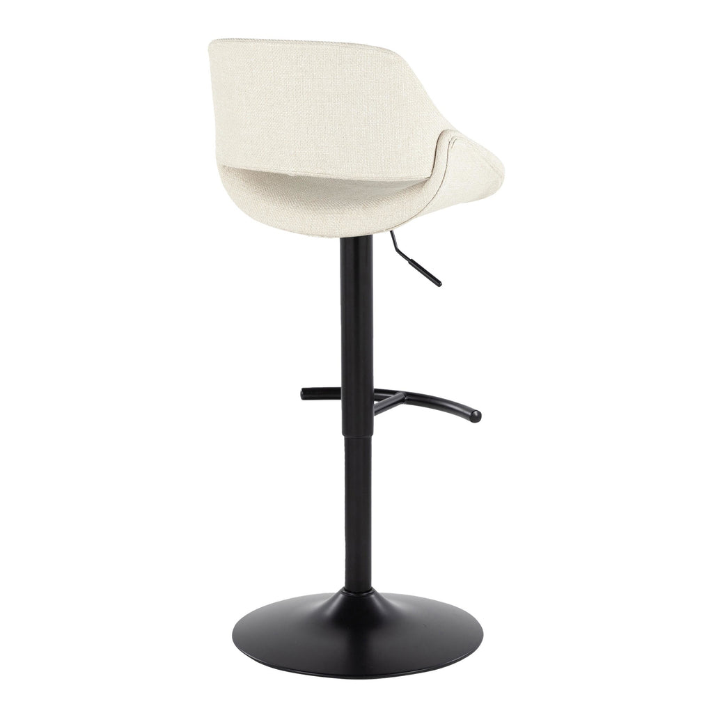 Fabrico Adjustable Barstool - Set of 2 - Black Metal, Cream Noise Fabric