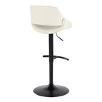 Fabrico Adjustable Barstool - Set of 2 - Black Metal, Cream Noise Fabric