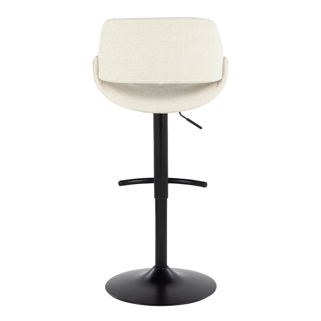 Fabrico Adjustable Barstool - Set of 2 - Black Metal, Cream Noise Fabric