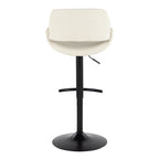 Fabrico Adjustable Barstool - Set of 2 - Black Metal, Cream Noise Fabric