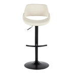 Fabrico Adjustable Barstool - Set of 2 - Black Metal, Cream Noise Fabric