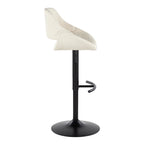 Fabrico Adjustable Barstool - Set of 2 - Black Metal, Cream Noise Fabric