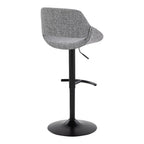Fabrico Adjustable Barstool - Set of 2 - Black Metal, Grey Noise Fabric