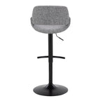 Fabrico Adjustable Barstool - Set of 2 - Black Metal, Grey Noise Fabric