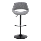 Fabrico Adjustable Barstool - Set of 2 - Black Metal, Grey Noise Fabric
