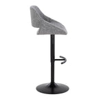 Fabrico Adjustable Barstool - Set of 2 - Black Metal, Grey Noise Fabric