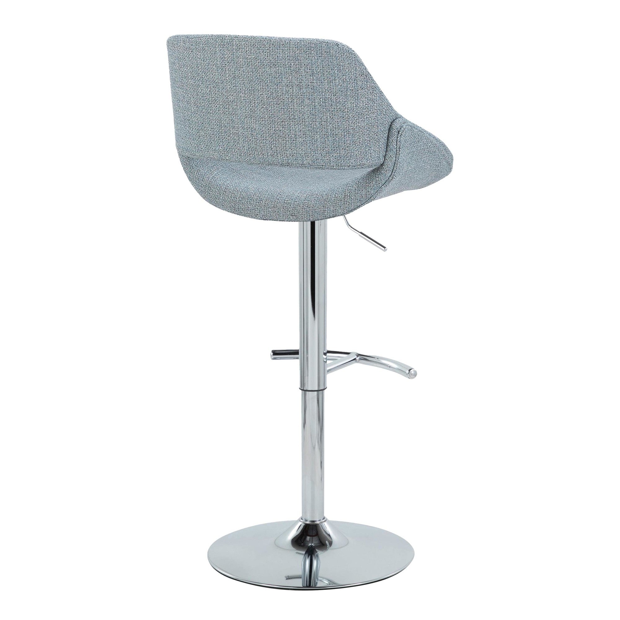 Fabrico Adjustable Barstool - Set of 2 - Chrome Metal, Blue Noise Fabric