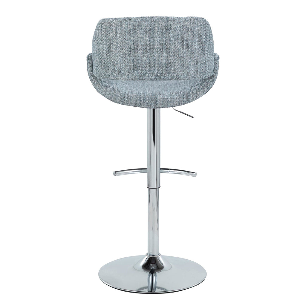 Fabrico Adjustable Barstool - Set of 2 - Chrome Metal, Blue Noise Fabric