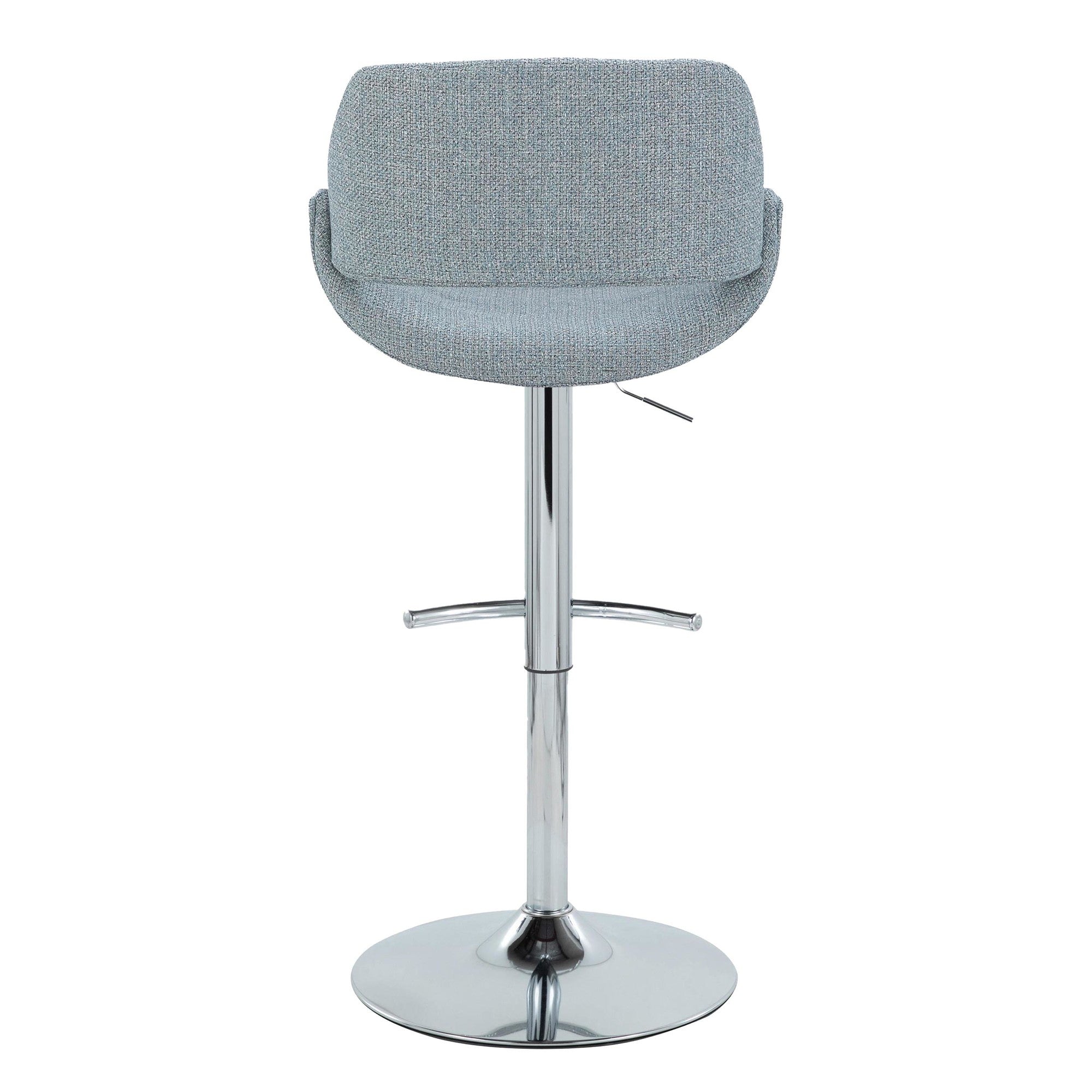 Fabrico Adjustable Barstool - Set of 2 - Chrome Metal, Blue Noise Fabric
