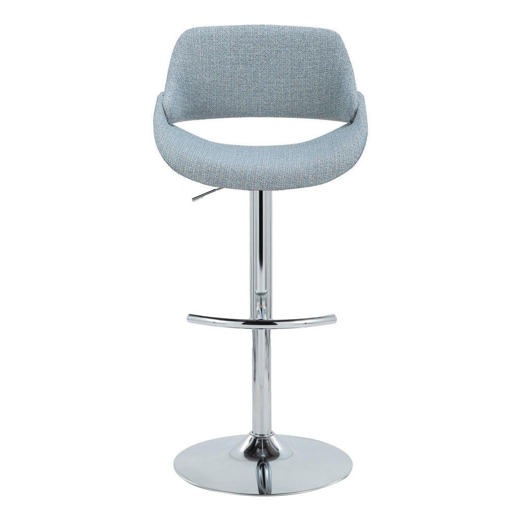 Fabrico Adjustable Barstool - Set of 2 - Chrome Metal, Blue Noise Fabric