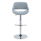 Fabrico Adjustable Barstool - Set of 2 - Chrome Metal, Blue Noise Fabric